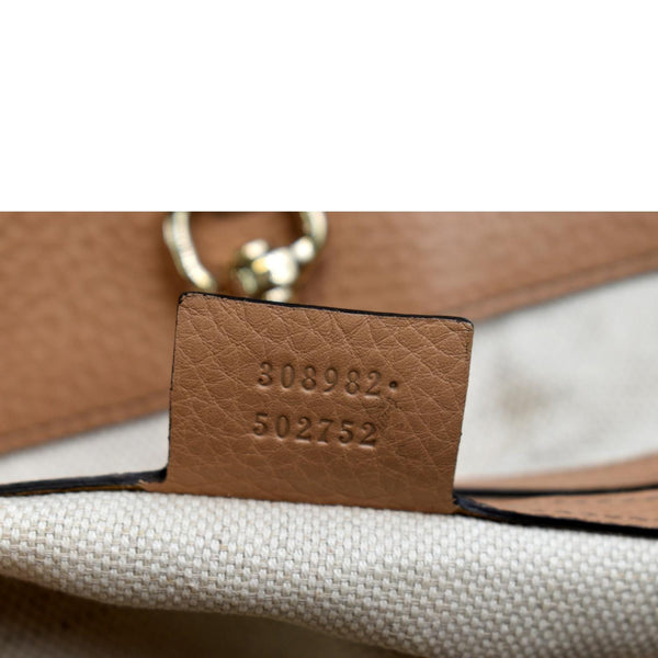 GUCCI Soho Pebbled Leather Chain Shoulder Bag 308982 Beige