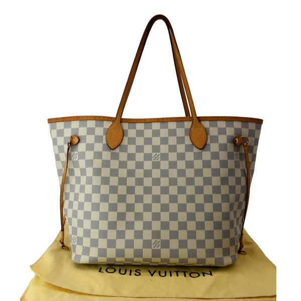 LOUIS VUITTON Neverfull MM Damier Azur Shoulder Bag White
