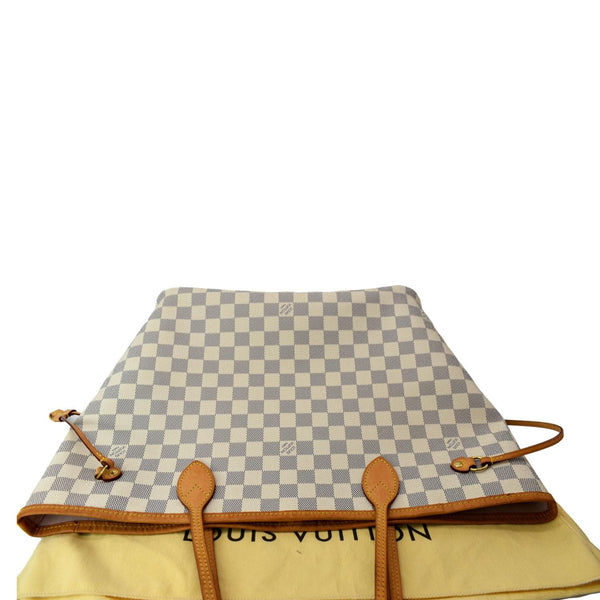 LOUIS VUITTON Neverfull MM Damier Azur Shoulder Bag White