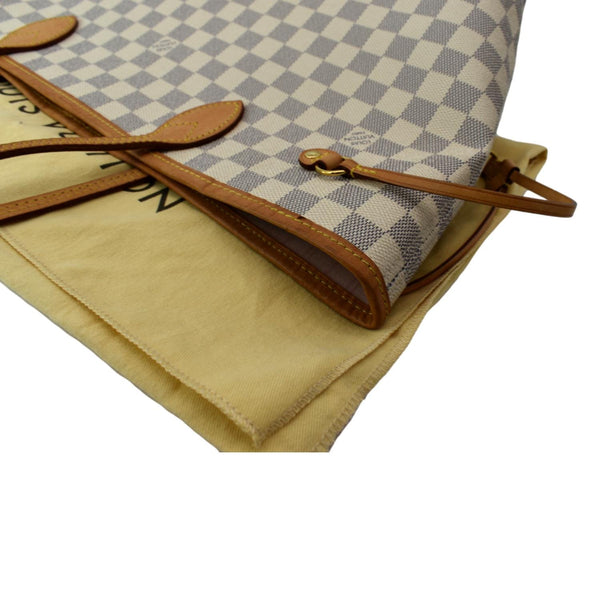 LOUIS VUITTON Neverfull MM Damier Azur Shoulder Bag White