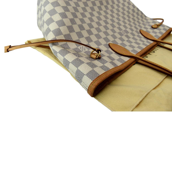LOUIS VUITTON Neverfull MM Damier Azur Shoulder Bag White