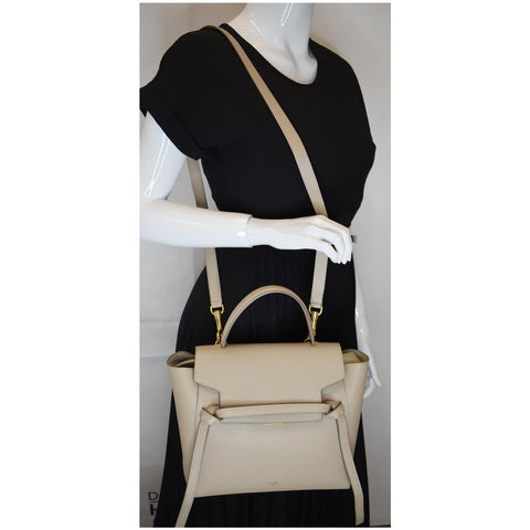 CELINE Micro Belt Grained Calfskin 2Way Shoulder Bag Taupe