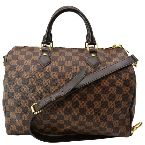 LOUIS VUITTON Speedy 30 Bandouliere Damier Ebene Satchel Bag Brown