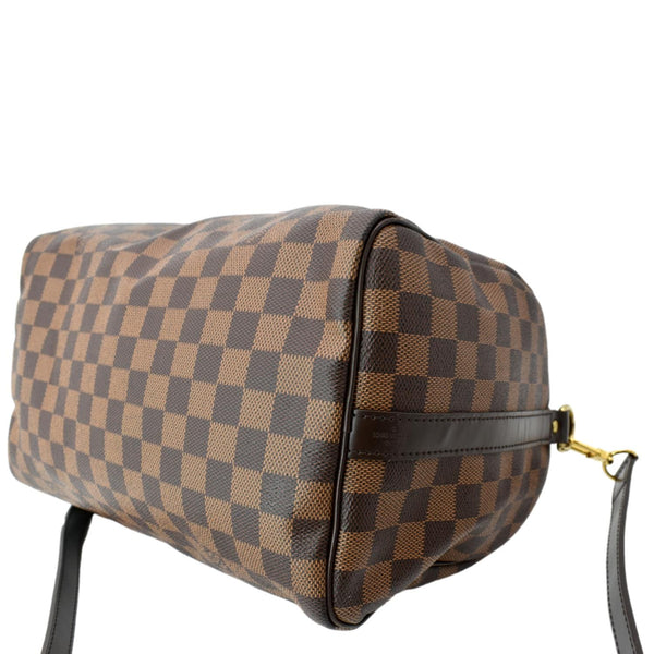 LOUIS VUITTON Speedy 30 Bandouliere Damier Ebene Satchel Bag Brown