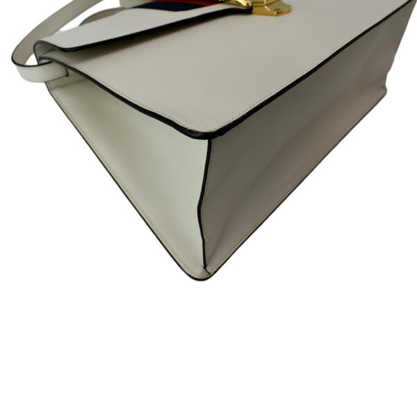 GUCCI Maxi Sylvie Calfskin Leather Top Handle Shoulder Bag White 477631