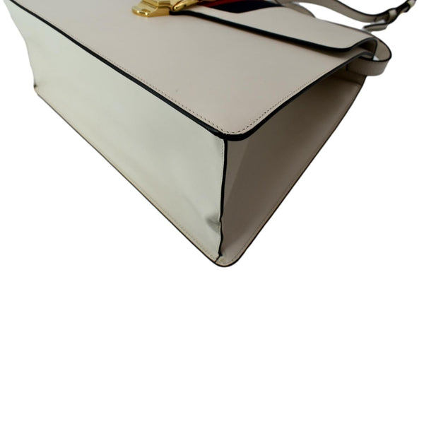 GUCCI Maxi Sylvie Calfskin Leather Top Handle Shoulder Bag White 477631
