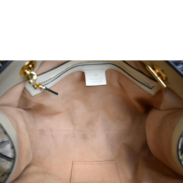 GUCCI Padlock Medium GG Supreme Canvas Shoulder Bag Beige 479197