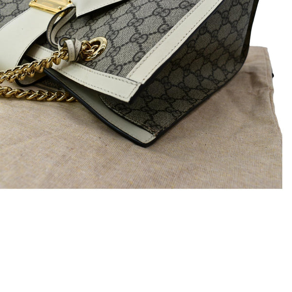 GUCCI Padlock Medium GG Supreme Canvas Shoulder Bag Beige 479197