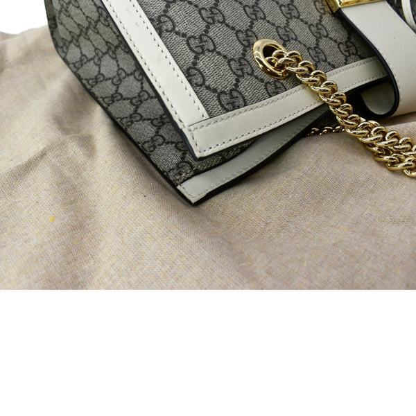 GUCCI Padlock Medium GG Supreme Canvas Shoulder Bag Beige 479197