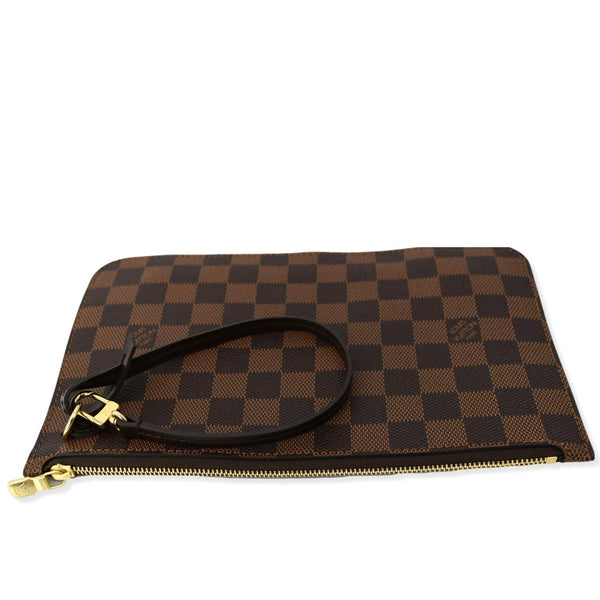 LOUIS VUITTON Neverfull Damier Ebene Pochette Wristlet Pouch Brown