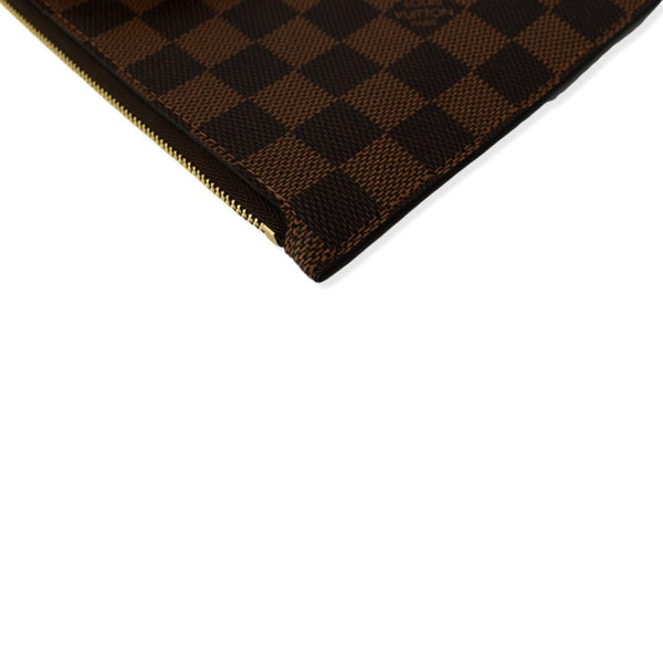 LOUIS VUITTON Neverfull Damier Ebene Pochette Wristlet Pouch Brown