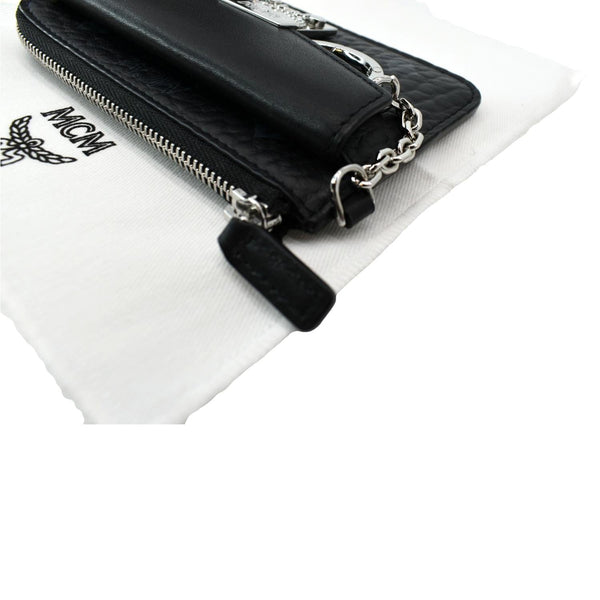 MCM Patricia Mini Visetos Coated Canvas Card Case Wallet Black