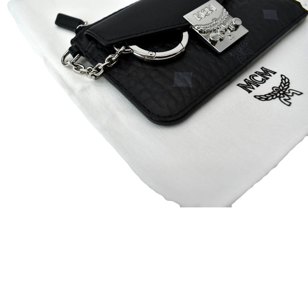 MCM Patricia Mini Visetos Coated Canvas Card Case Wallet Black