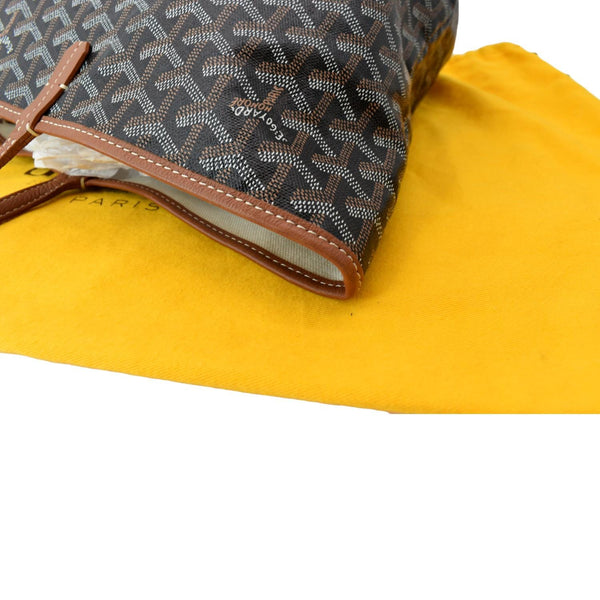 GOYARD Saint Louis PM Chevron Print Canvas Tote Bag Black Tan