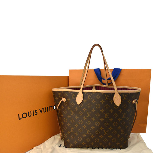 LOUIS VUITTON Neverfull MM Monogram Canvas Tote Bag Brown