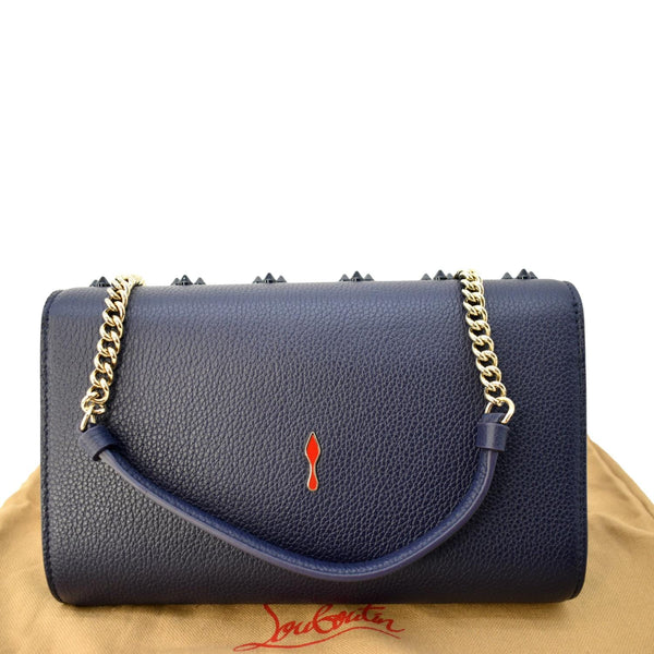 CHRISTIAN LOUBOUTIN Paloma Leather Patent Pearl Spikes Crossbody Bag Blue