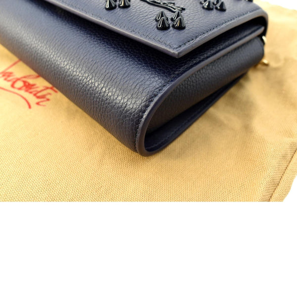 CHRISTIAN LOUBOUTIN Paloma Leather Patent Pearl Spikes Crossbody Bag Blue