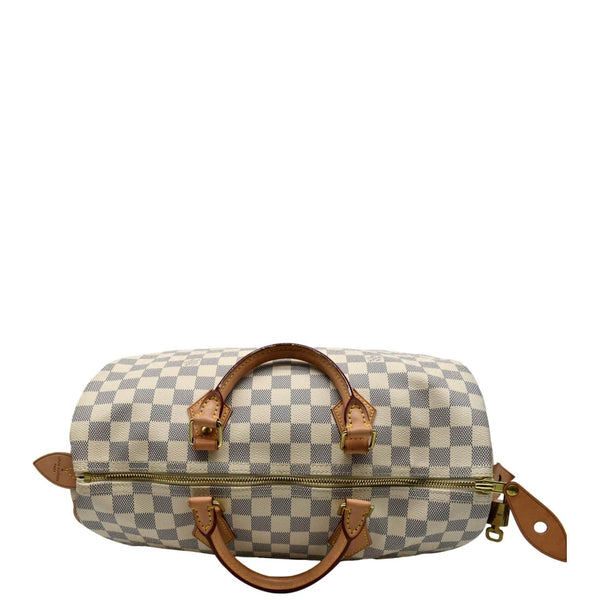 LOUIS VUITTON Speedy 35 Damier Azur Satchel Bag White