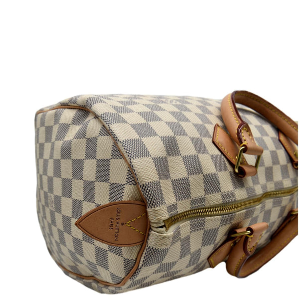 LOUIS VUITTON Speedy 35 Damier Azur Satchel Bag White