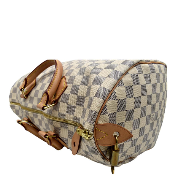 LOUIS VUITTON Speedy 35 Damier Azur Satchel Bag White