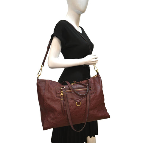 LOUIS VUITTON Lumineuse GM Monogram Empreinte Shoulder Bag Red