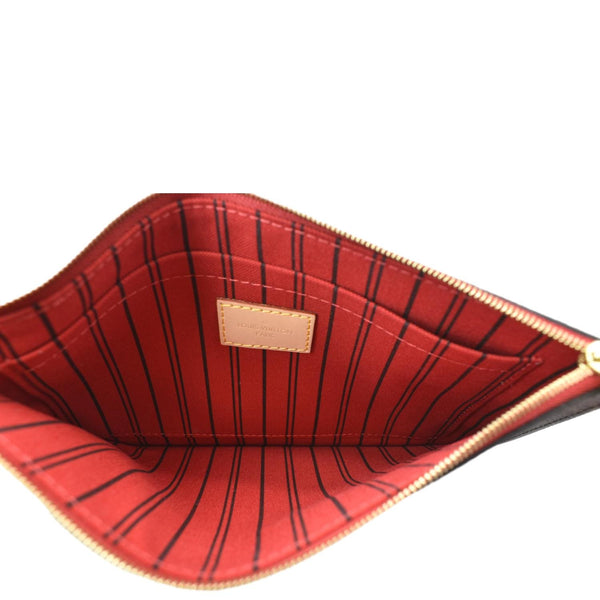 LOUIS VUITTON Neverfull Monogram Canvas Pochette Wristlet Pouch Brown