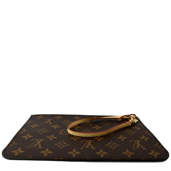LOUIS VUITTON Neverfull Monogram Canvas Pochette Wristlet Pouch Brown