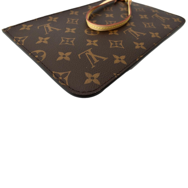 LOUIS VUITTON Neverfull Monogram Canvas Pochette Wristlet Pouch Brown