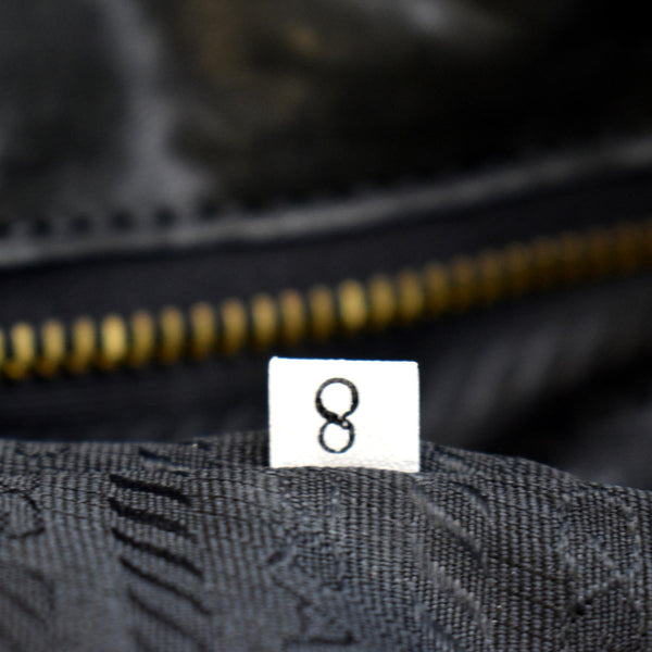 PRADA Vitello Daino Logo Embossed Leather Hobo Bag Black