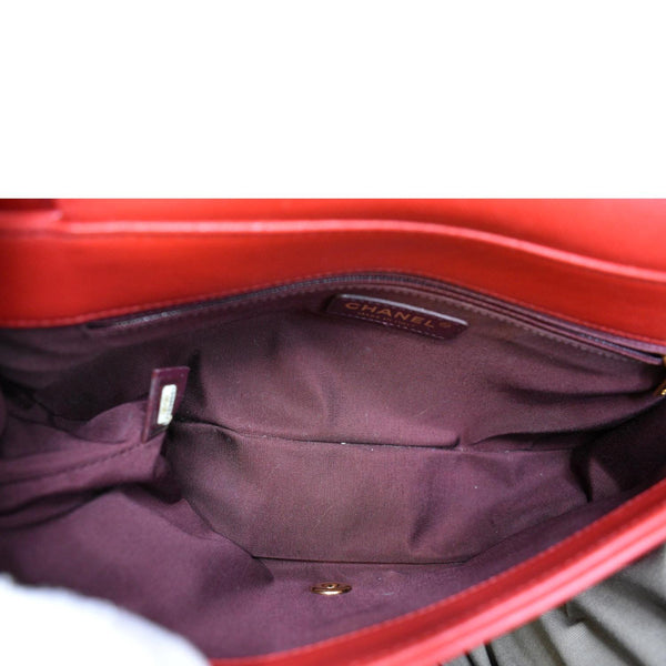 CHANEL Mademoiselle Vintage Flap Sheepskin Leather Shoulder Bag Red