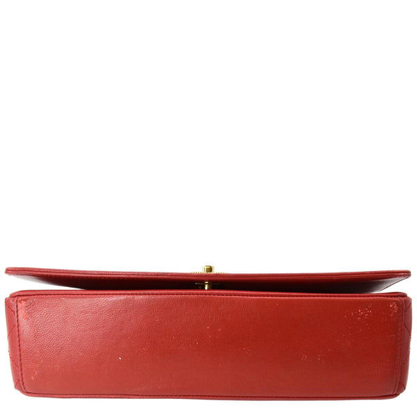 CHANEL Mademoiselle Vintage Flap Sheepskin Leather Shoulder Bag Red