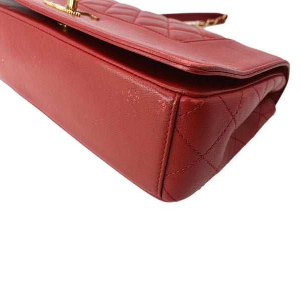 CHANEL Mademoiselle Vintage Flap Sheepskin Leather Shoulder Bag Red