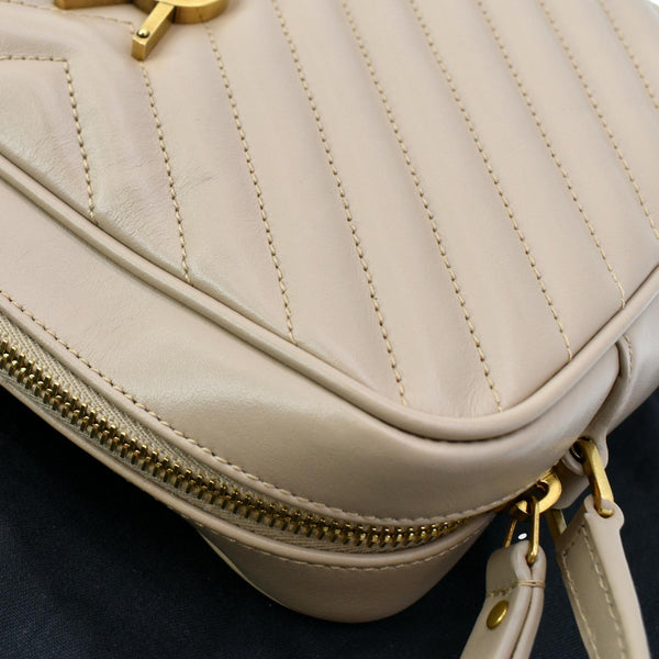 YVES SAINT LAURENT Lou Leather Camera Crossbody Bag Beige