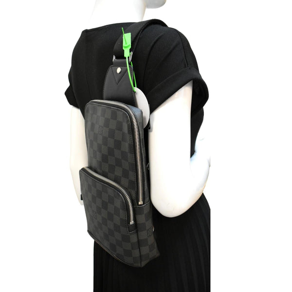 LOUIS VUITTON Avenue Sling Damier Graphite Backpack Bag Black