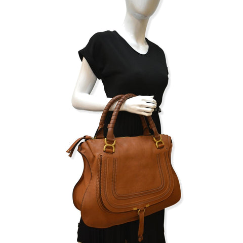 CHLOE Marcie Large Calfskin Leather Shoulder Bag Tan