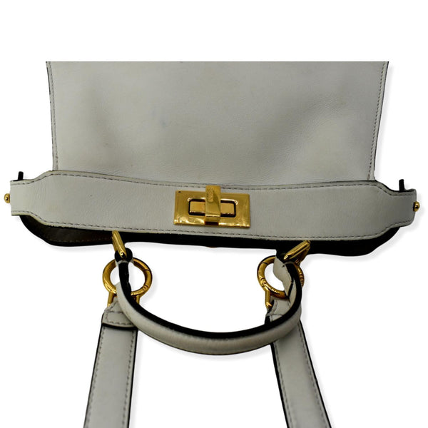 FENDI Peekaboo Iseeu Small Leather Tote Bag White
