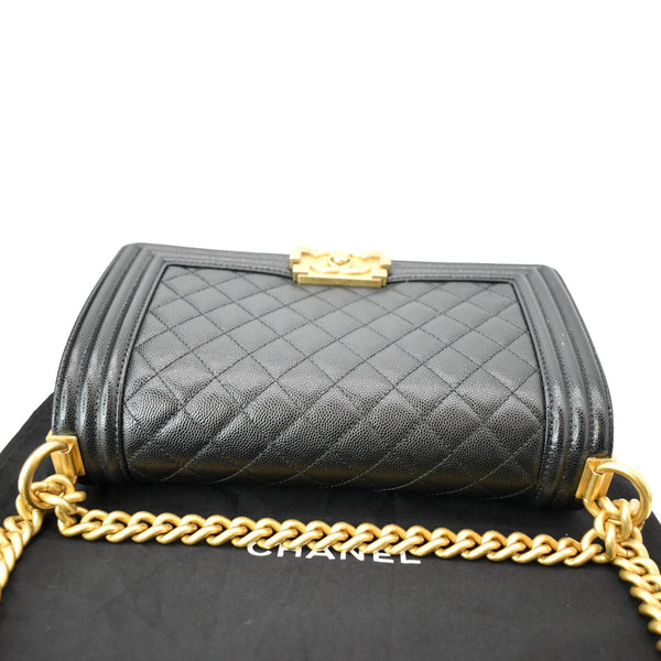 CHANEL Medium Boy Flap Caviar Quilted Leather Shoulder Bag Black