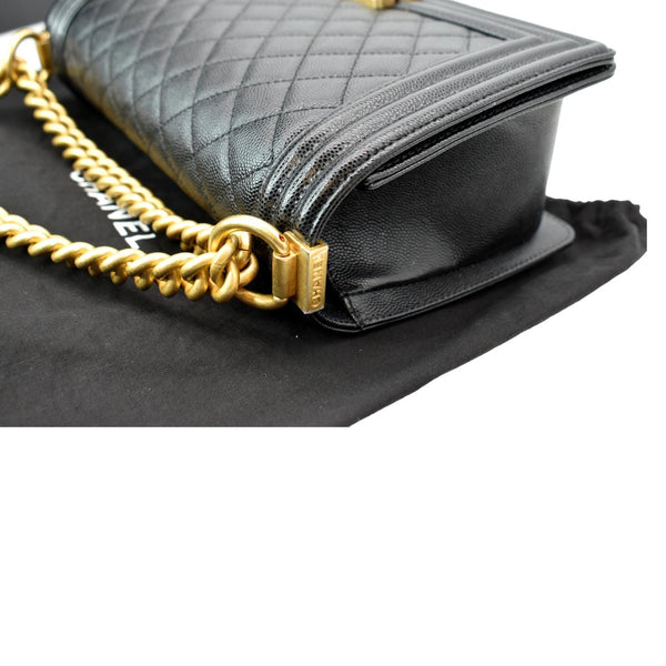 CHANEL Medium Boy Flap Caviar Quilted Leather Shoulder Bag Black