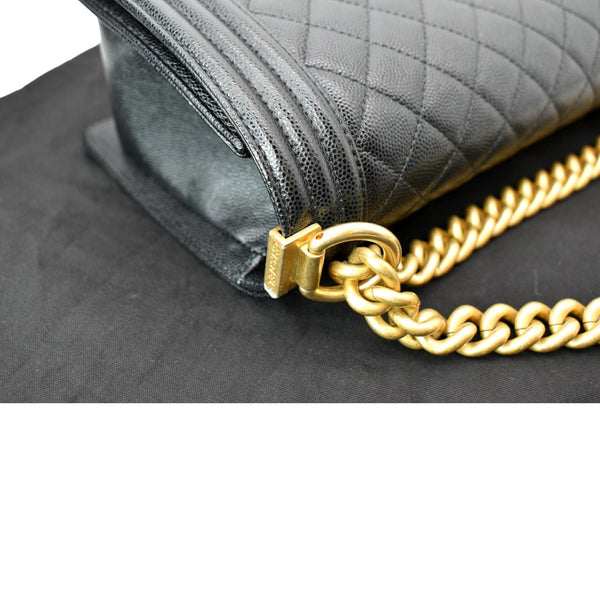 CHANEL Medium Boy Flap Caviar Quilted Leather Shoulder Bag Black