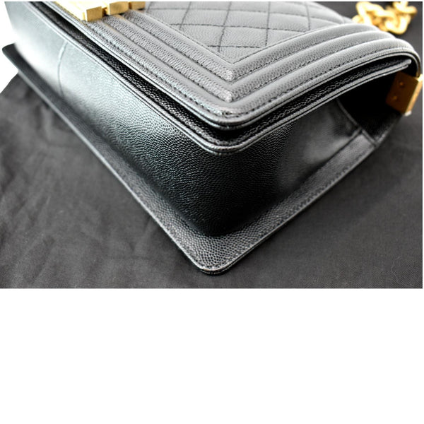 CHANEL Medium Boy Flap Caviar Quilted Leather Shoulder Bag Black