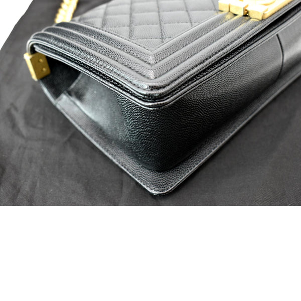 CHANEL Medium Boy Flap Caviar Quilted Leather Shoulder Bag Black