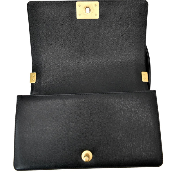 CHANEL Medium Boy Flap Caviar Quilted Leather Shoulder Bag Black