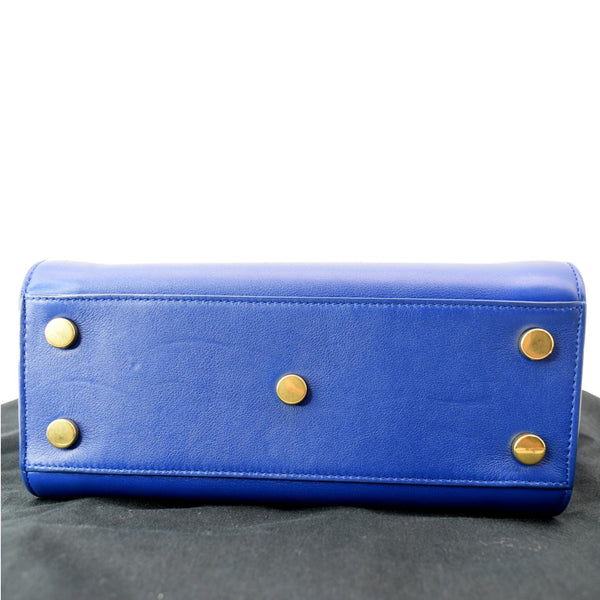 YVES SAINT LAURENT Sac de Jour Leather Shoulder Bag Blue-DDH