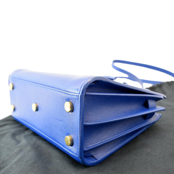 YVES SAINT LAURENT Sac de Jour Leather Shoulder Bag Blue-DDH