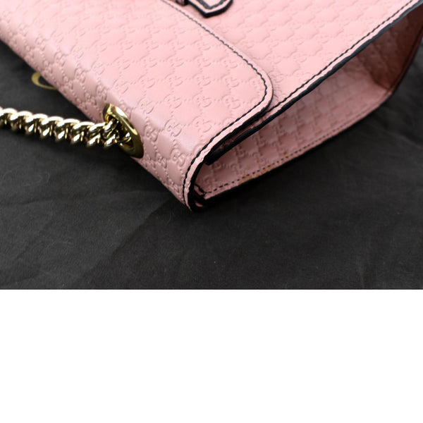 GUCCI Emily Medium GG Guccissima Leather Chain Shoulder Bag Light Pink 449635