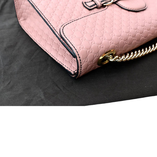 GUCCI Emily Medium GG Guccissima Leather Chain Shoulder Bag Light Pink 449635