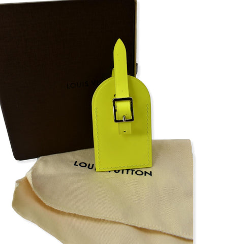 LOUIS VUITTON Leather Luggage Tag Neon Yellow
