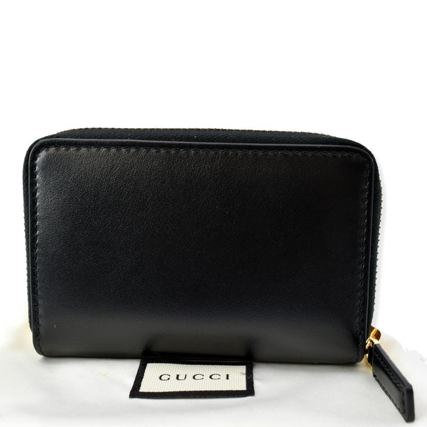 GUCCI Logo Leather Zip Around Card Case Wallet Black 547597