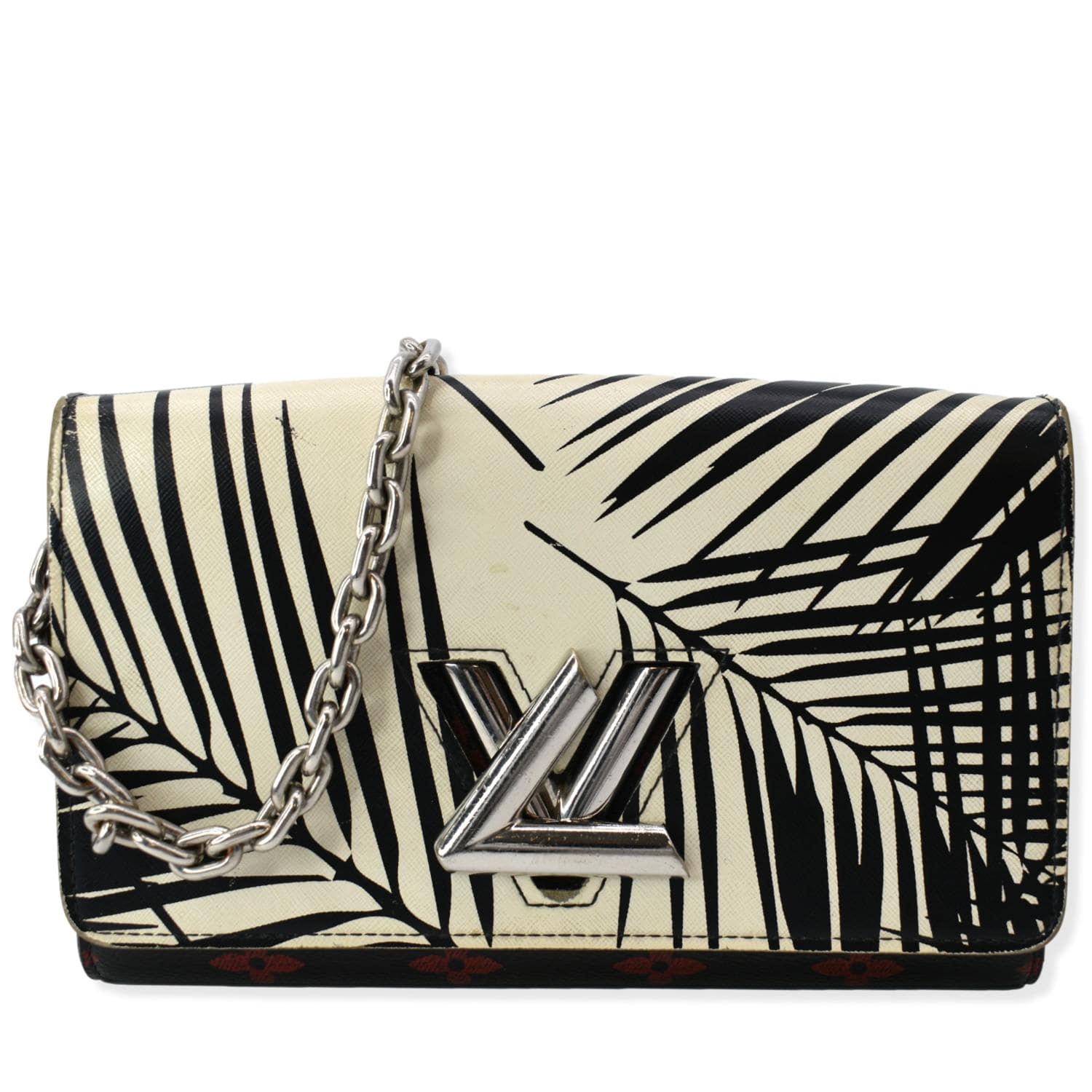 LOUIS VUITTON Monogram Palm Twist Chain Wallet White