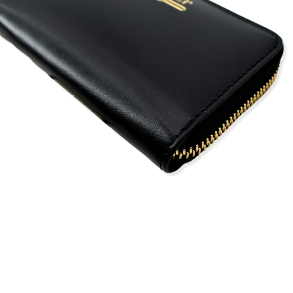 GUCCI Logo Leather Zip Around Card Case Wallet Black 547597